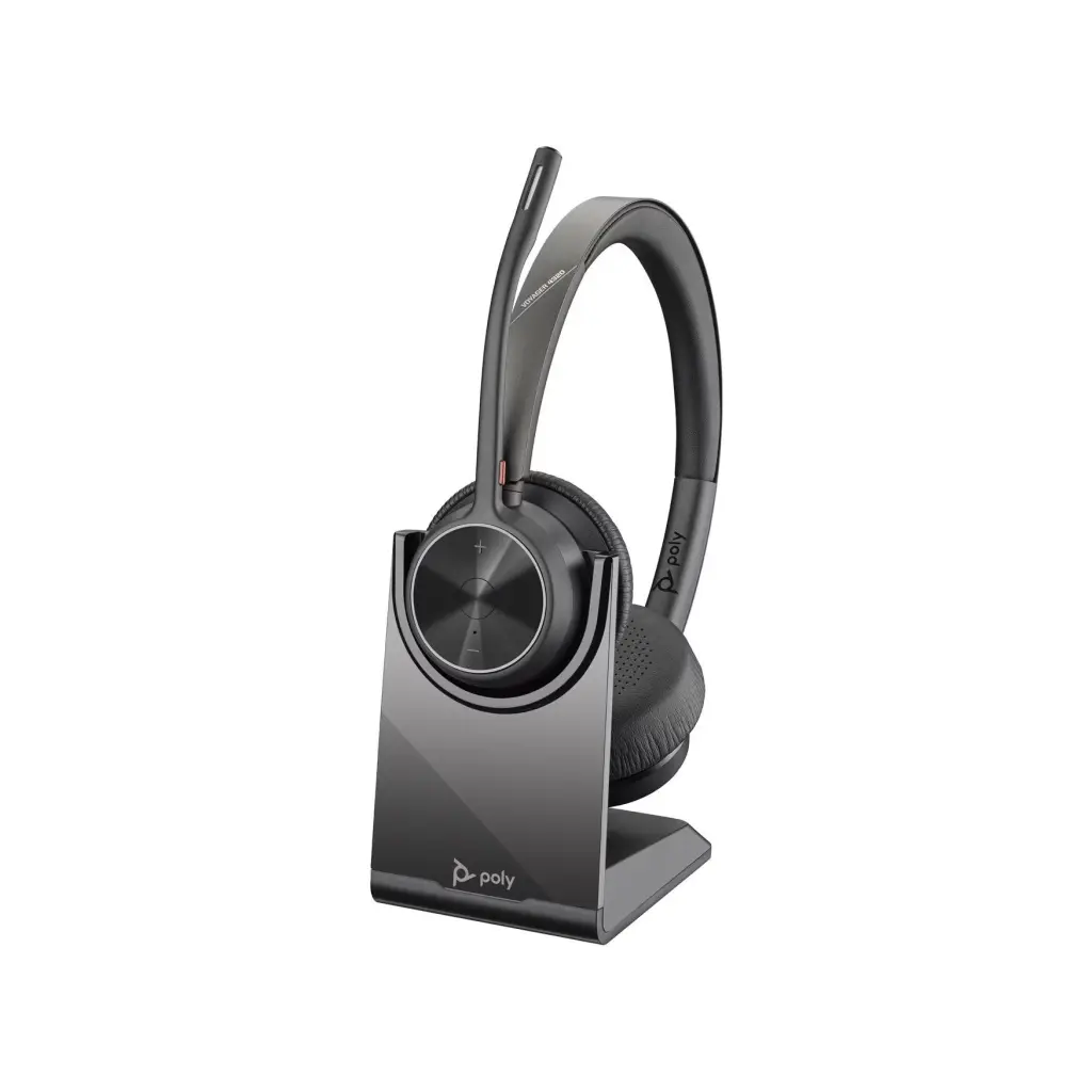 HP Poly Voyager 4320 UC Bluetooth USB-C Headset with BT700 Dongle and Charging Stand