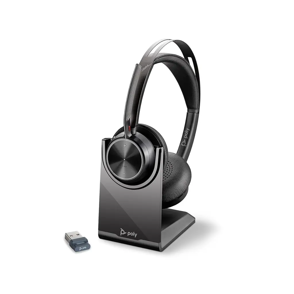 HP Poly Voyager Focus 2 UC ANC Bluetooth Wireless Headset with USB-A Charge Stand