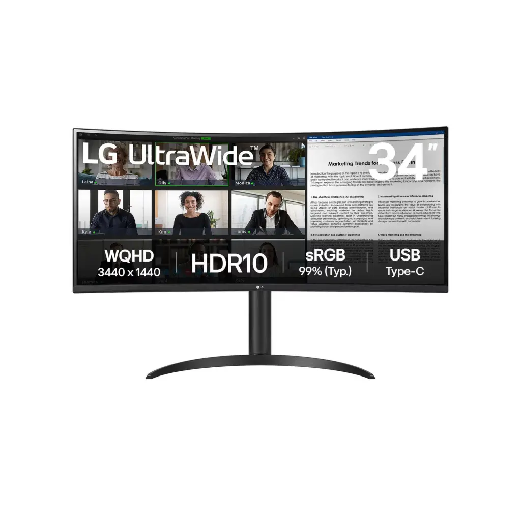 LG 34WR55QK-B 34 Inch 3440 x 1440 Pixels Wide Quad HD VA Panel HDMI DisplayPort USB-C Monitor