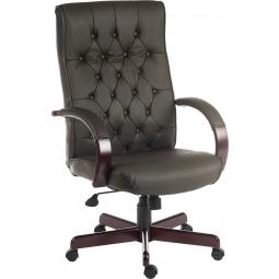 Warwick Antique Style Bonded Leather Faced Executive Office Chair Brown - B8501BN