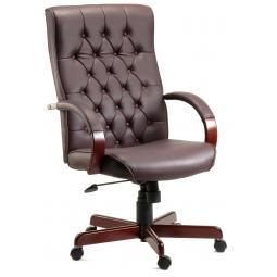 Warwick Antique Style Bonded Leather Faced Executive Office Chair Burgundy - B8501BU