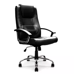 Nautilus Designs Westminster High Back Leather Faced Executive Office Chair With Integral Headrest and Fixed Arms Black - DPA2008ATG/LBK