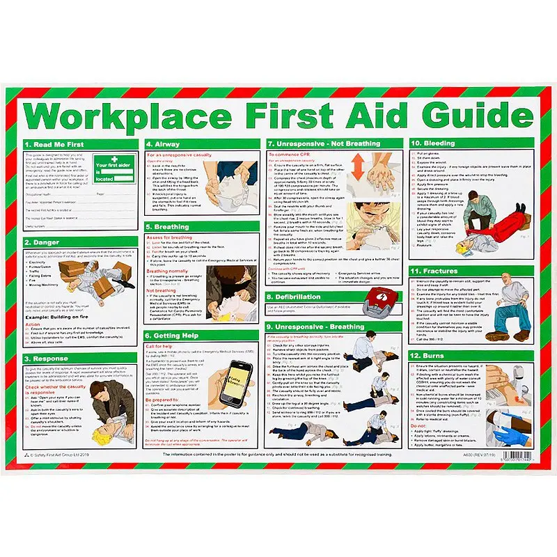 Workplace First Aid Laminated Guidance Poster A2 - A600