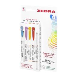 Zebra Mildliner Double Ended Brush Pen Assorted Deep and Warm (Pack 5) 2693