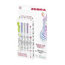 Zebra Mildliner Twin Tip Highlighter Marker Assorted Cool and Refined (Pack 5) 2690