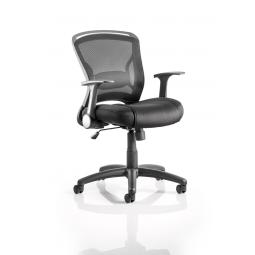 Zeus Chair Black Fabric Black Mesh Back With Arms OP000140