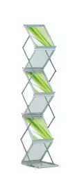 Seco Zig Zag 6 x A4 Portrait Brochure Stand Aluminium Frame and Clear Acrylic Shelves - LDFFSA4