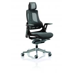 Zure Executive Chair Black Frame Charcoal Mesh Back With Headrest KCUP1281