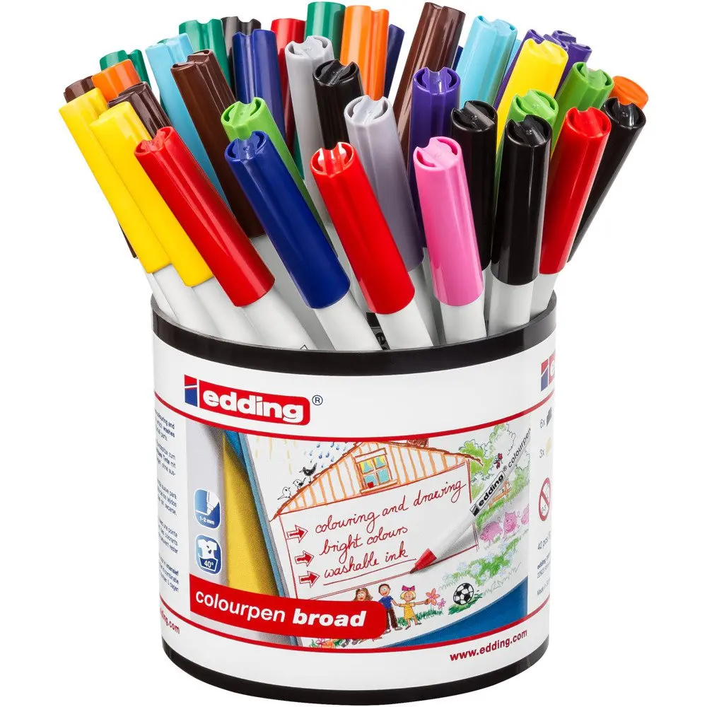 edding Colour Pen Broad Assorted Colours Classpack (Pack 42) - 4-COLBROAD-42