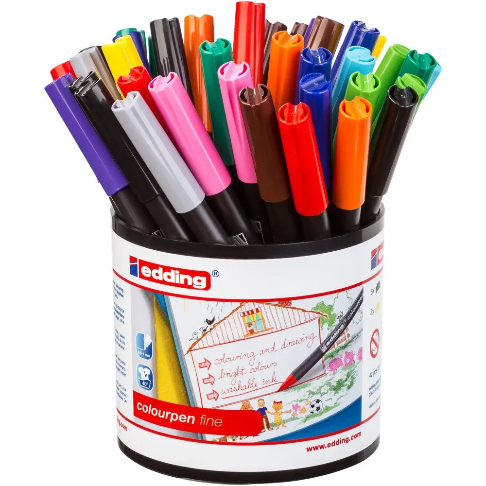 edding Colour Pen Fine Assorted Colours Classpack (Pack 42) - 4-COLFINE-42