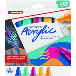 edding 5000 Acrylic Marker Chisel Tip 5-10mm Line Assorted Abstract Colours (Pack 5) 4-5000-5-999