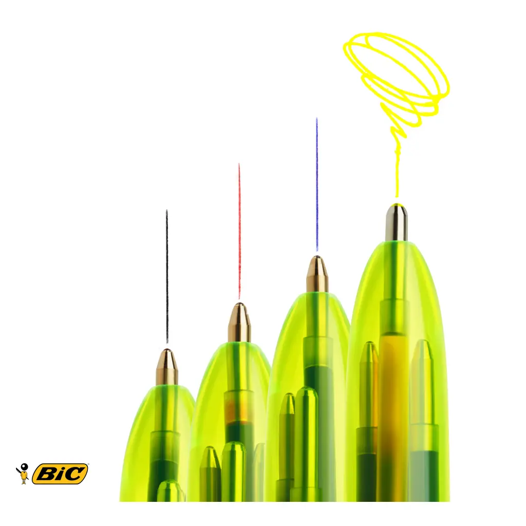 Bic 4 Colour Fluo Black/Blue/Red/Yellow Highlighter Pack 12