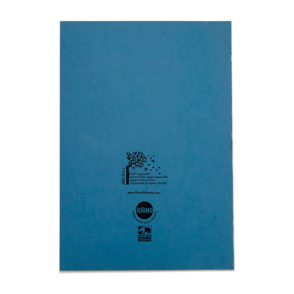 Rhino A4 Exercise Book 48 Page 12mm Squares S10 Blue Pack 10 EX681339CV-6