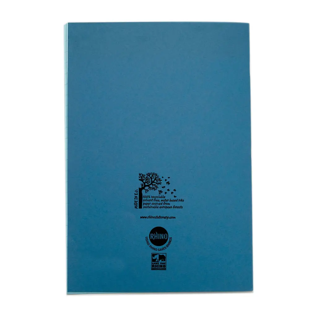 Rhino A4 Exercise Book 48 Page Ruled F12M Light Blue Pack 10 EX681111B-8