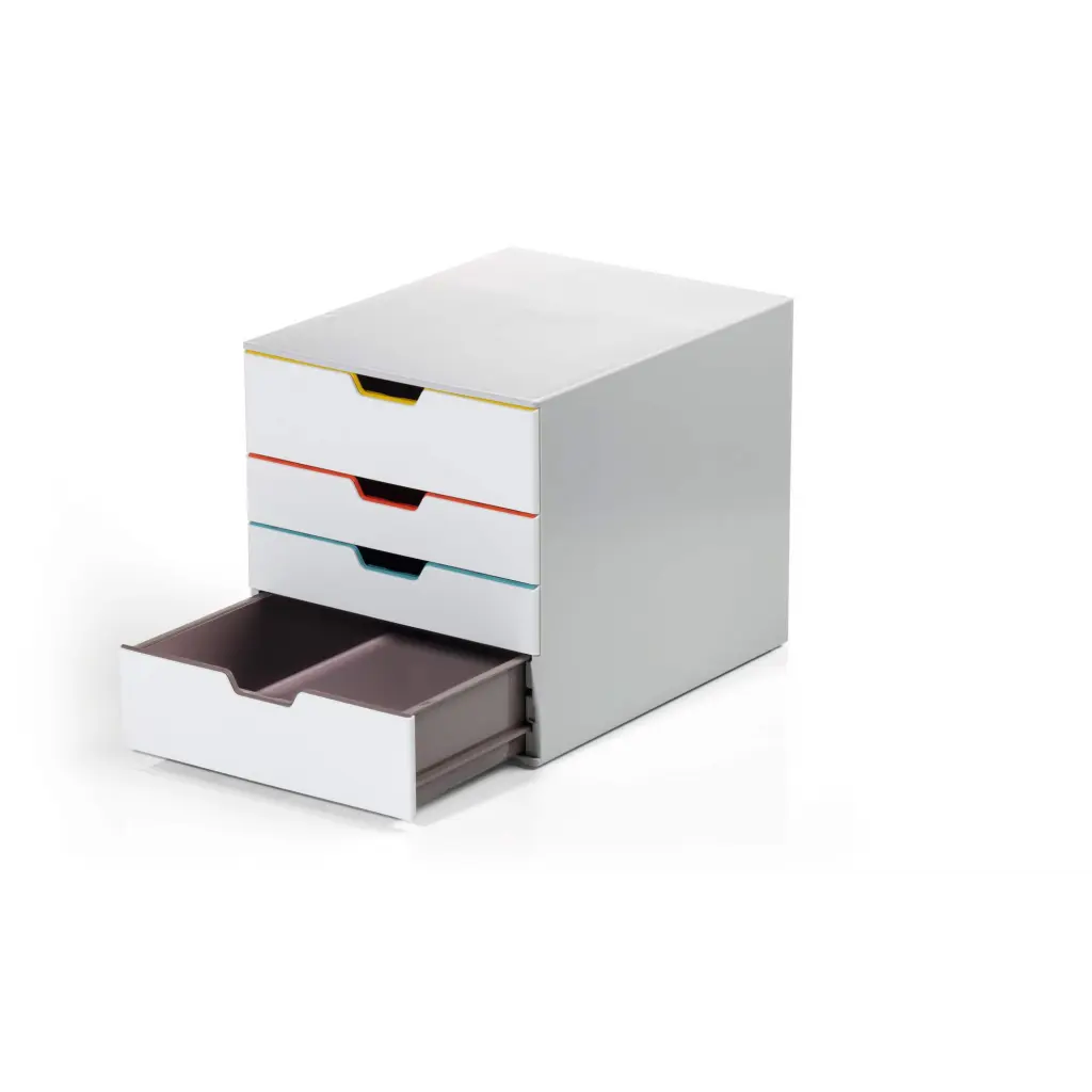 Durable 4 Drawer Unit Desktop Drawer Set with 4 Coloured Drawers 762427