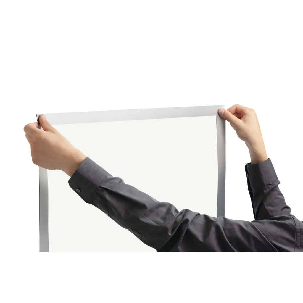 Durable UV-Resistant Self-Adhesive Sign Holder Magnetic Frame A1 Silver 505523