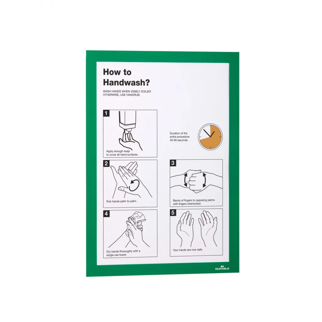 Durable Self-Adhesive Sign Holder Magnetic Frame A4 Green Pack 2 487205