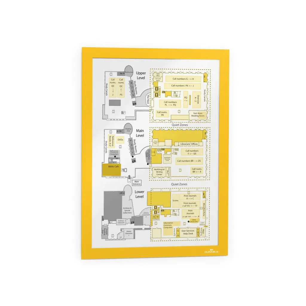 Durable Self-Adhesive Sign Holder Magnetic Frame A4 Yellow Pack 2 487204