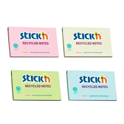 Stickn Sticky Notes 76x127mm 100 Per Pad Assorted Pack of 12 21435WP