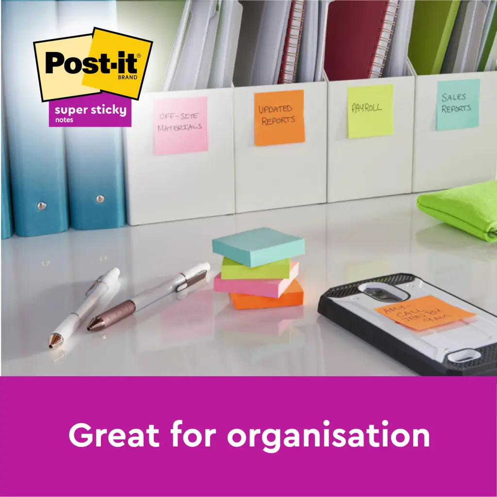 Post-It Super Sticky Notes 47.6x47.6mm 90 Sheets Cosmic Pack of 12