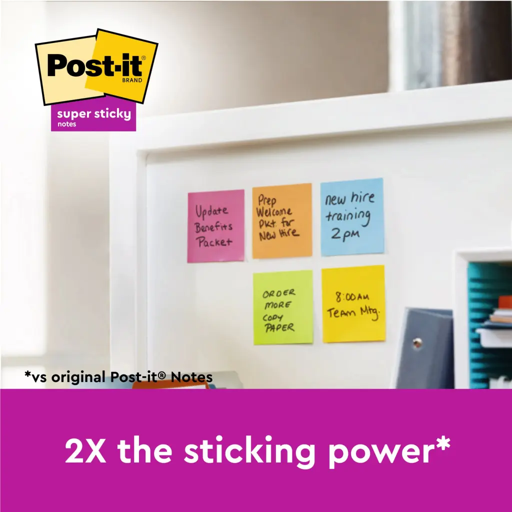 Post-it Super Sticky Notes 76x127mm 90 Sheets Ultra Yellow Pack of 12