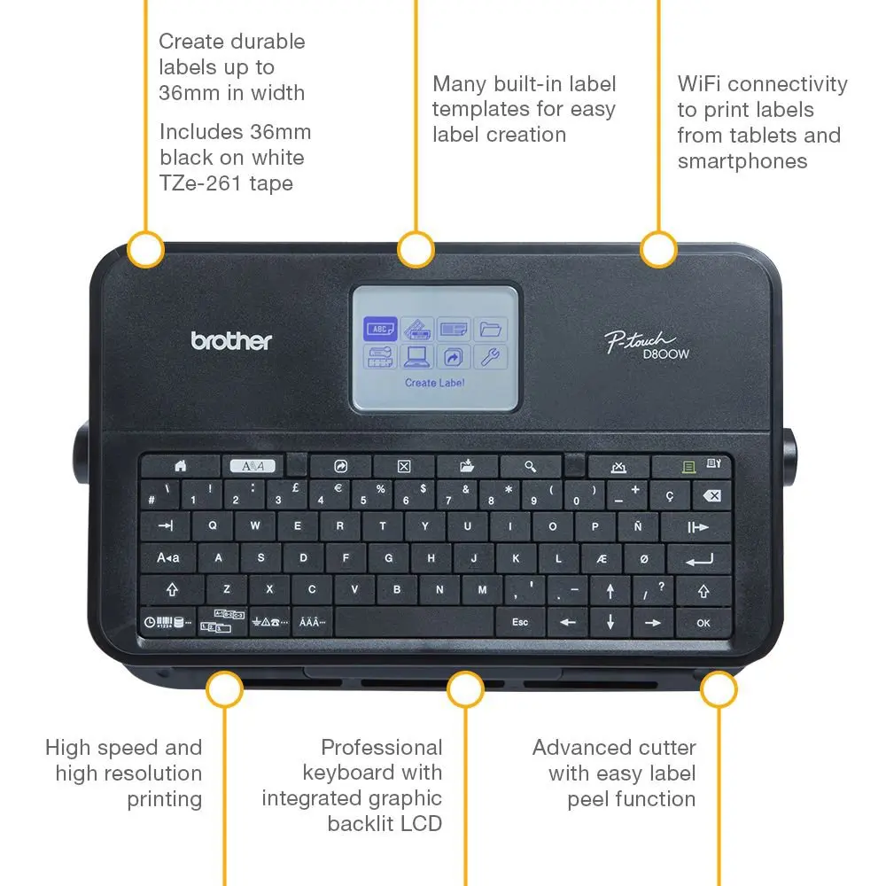 Brother PTD800W Professional PC Connectable Desktop Label Printer