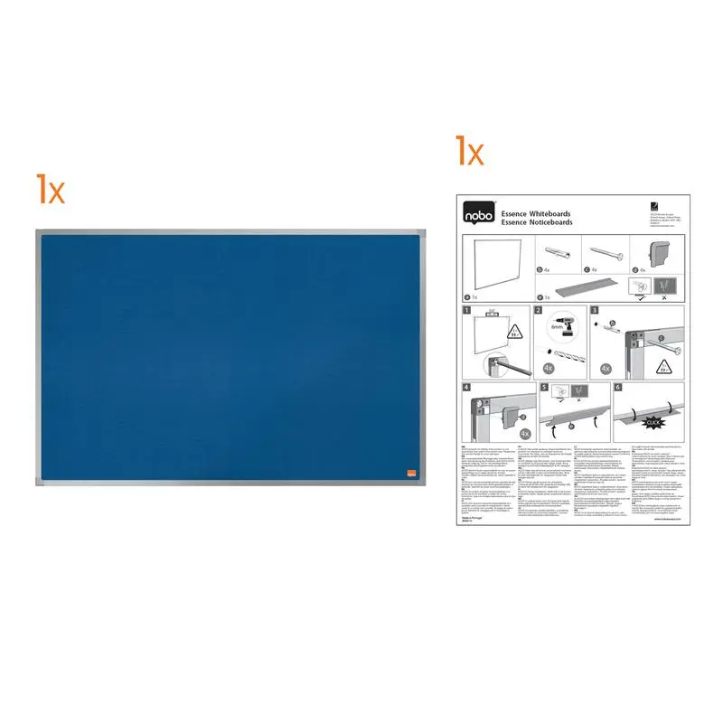 Nobo Felt Notice Board Aluminium Trim 1200x900mm Blue