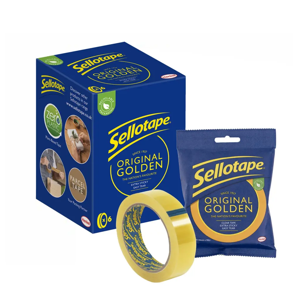 Sellotape Original Easy Tear Extra Sticky Golden Tape 24mm x 50m (Pack 6) - 1629146