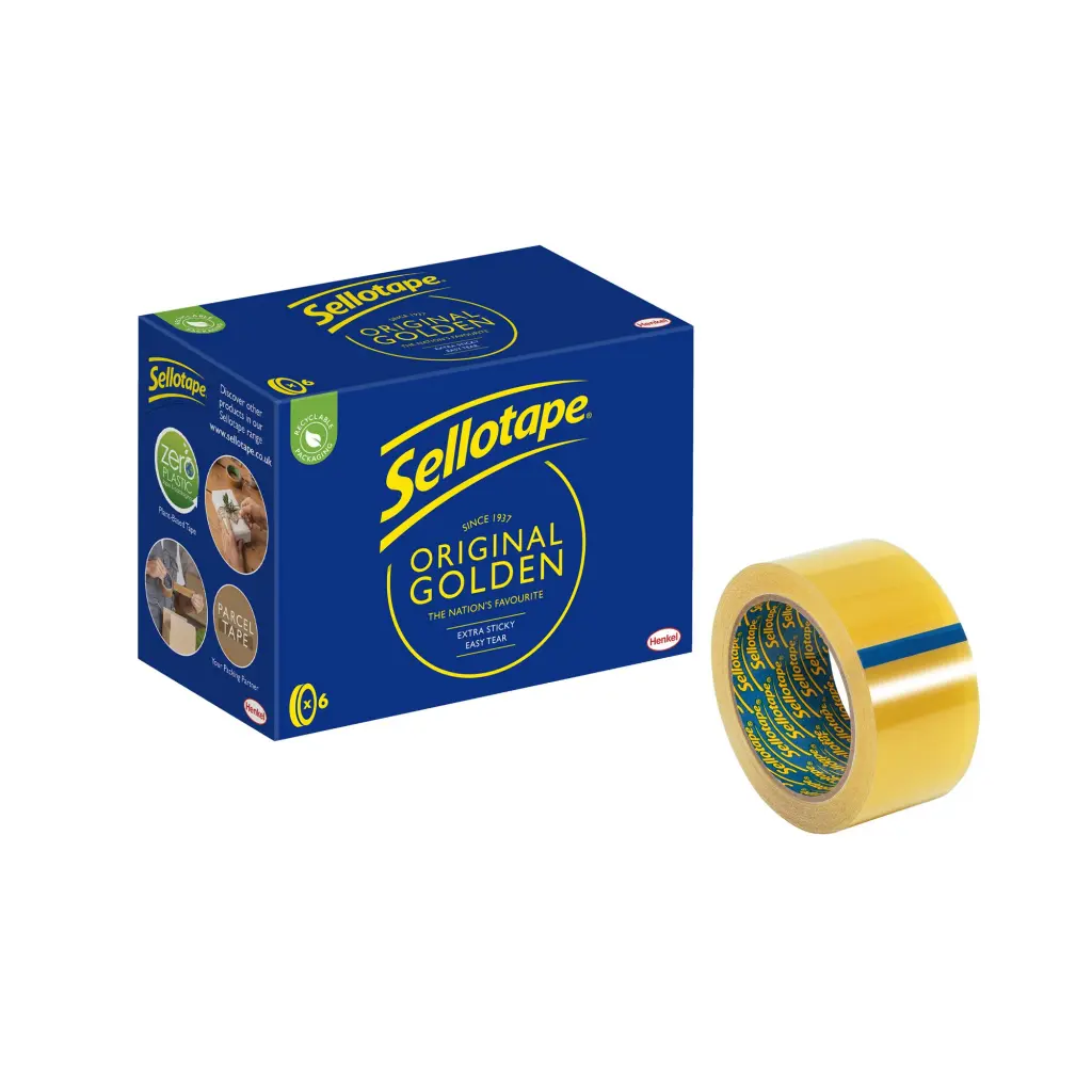 Sellotape Original Easy Tear Extra Sticky Golden Tape 48mm x 66m (Pack 6) - 1443304