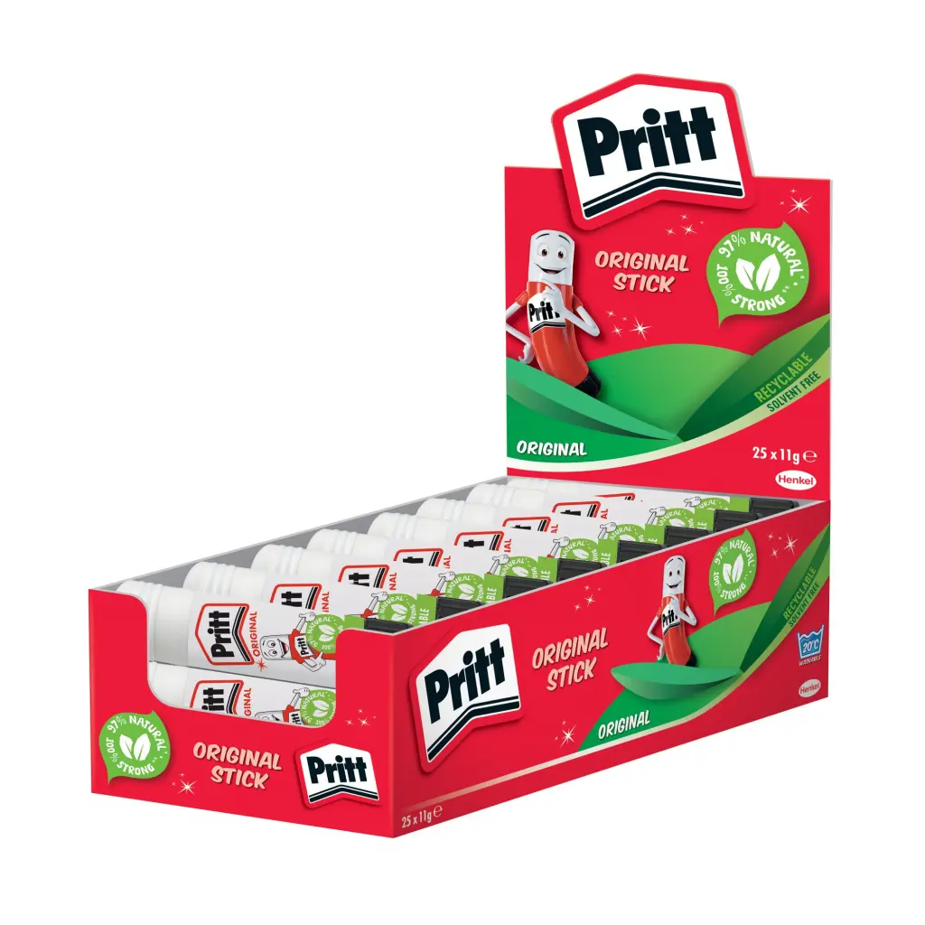 Pritt Original Glue Stick Sustainable Long Lasting Strong Adhesive Solvent Free Value Pack 11g (Pack 25) - 1564149