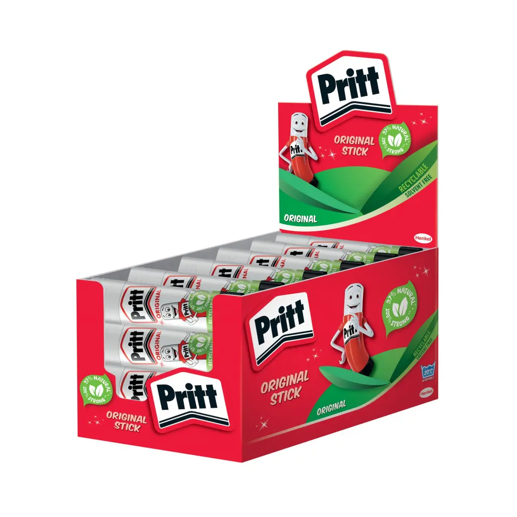 Pritt Original Glue Stick Sustainable Long Lasting Strong Adhesive Solvent Free Value Pack 22g (Pack 24) - 1564150