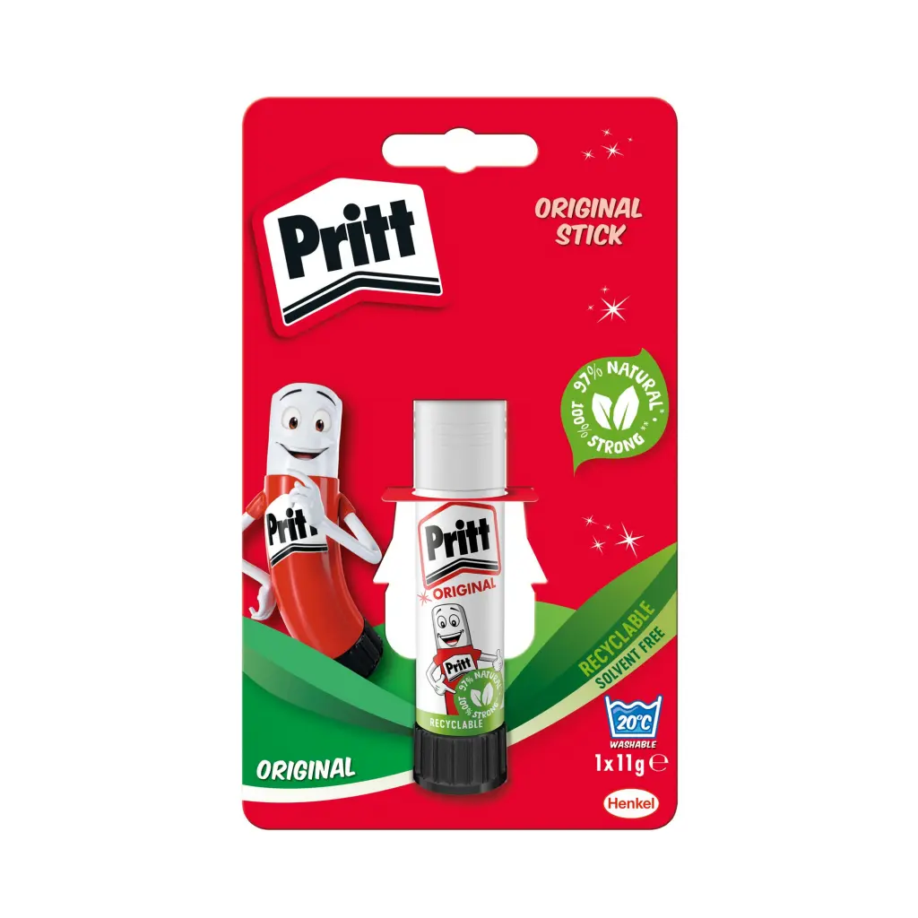 Pritt Original Glue Stick Sustainable Long Lasting Strong Adhesive Solvent Free Retail Hanging Card Value Pack 11g (Pack 12) - 1456073