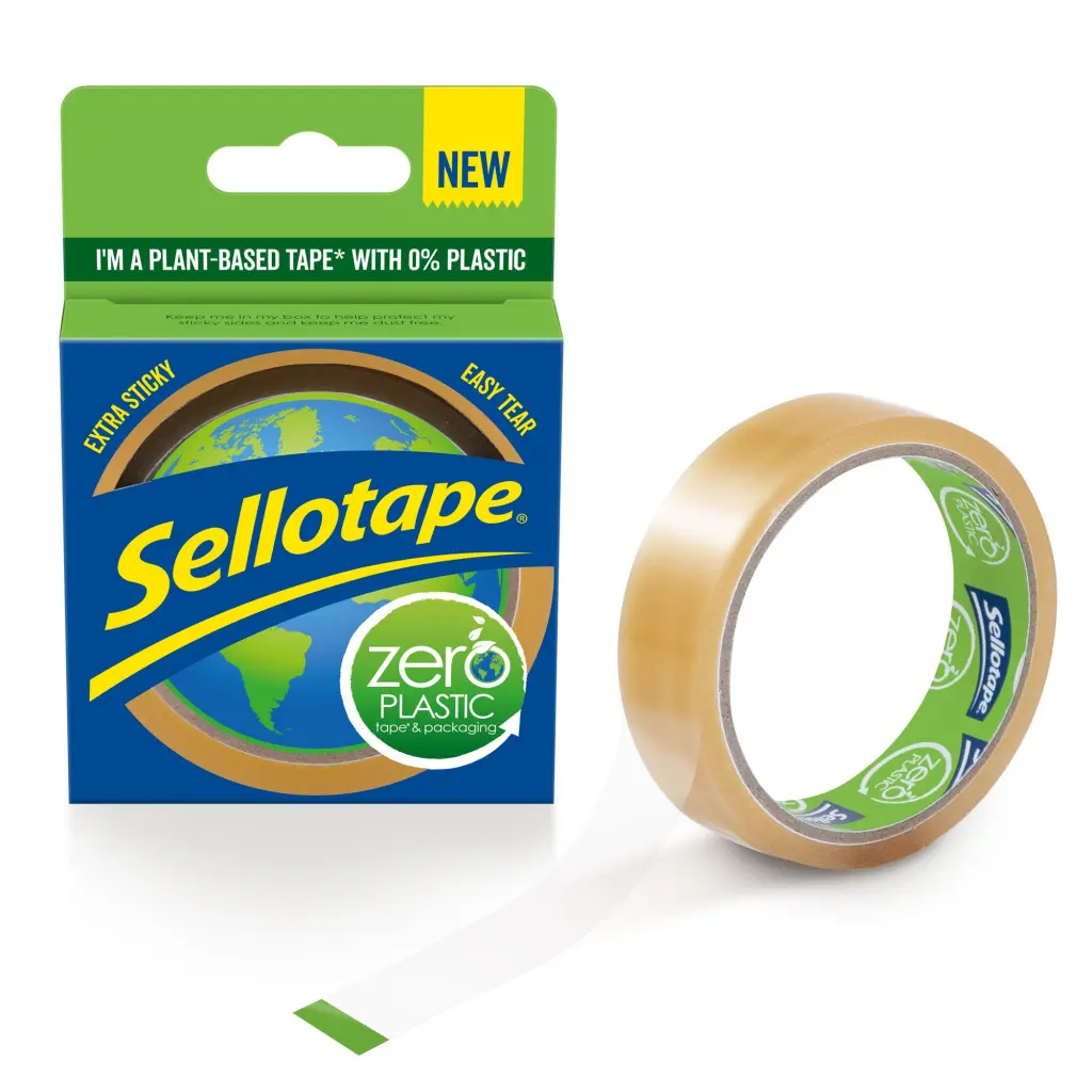 Sellotape Zero Plastic Plant Based Easy Tear Extra Sticky Tape Clear 24mm x 30m - 2635499