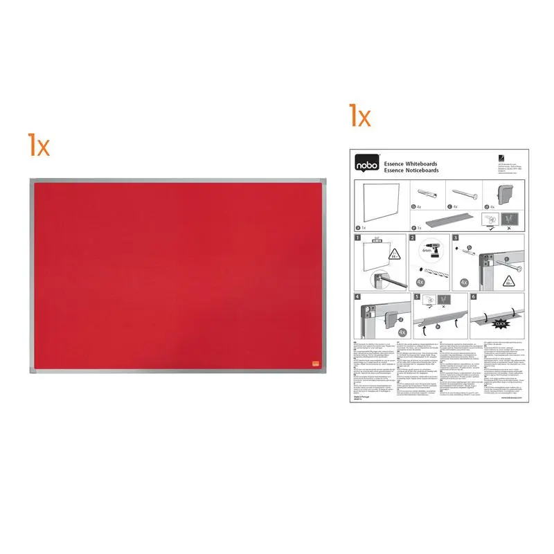 Nobo Essence Felt Notice Board Red 1800x1200mm - 1904068