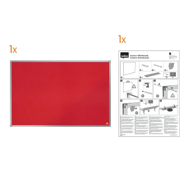 Nobo Essence Felt Notice Board Red 900x600mm - 1904066