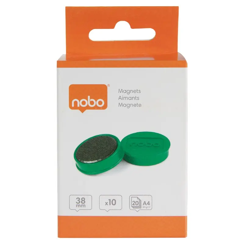 Nobo Whiteboard Magnets 38mm Green (Pack 10) - 1915317