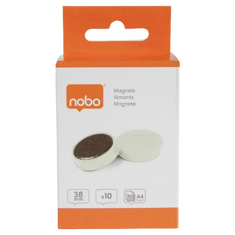 Nobo Whiteboard Magnets 38mm White (Pack 10) - 1915315