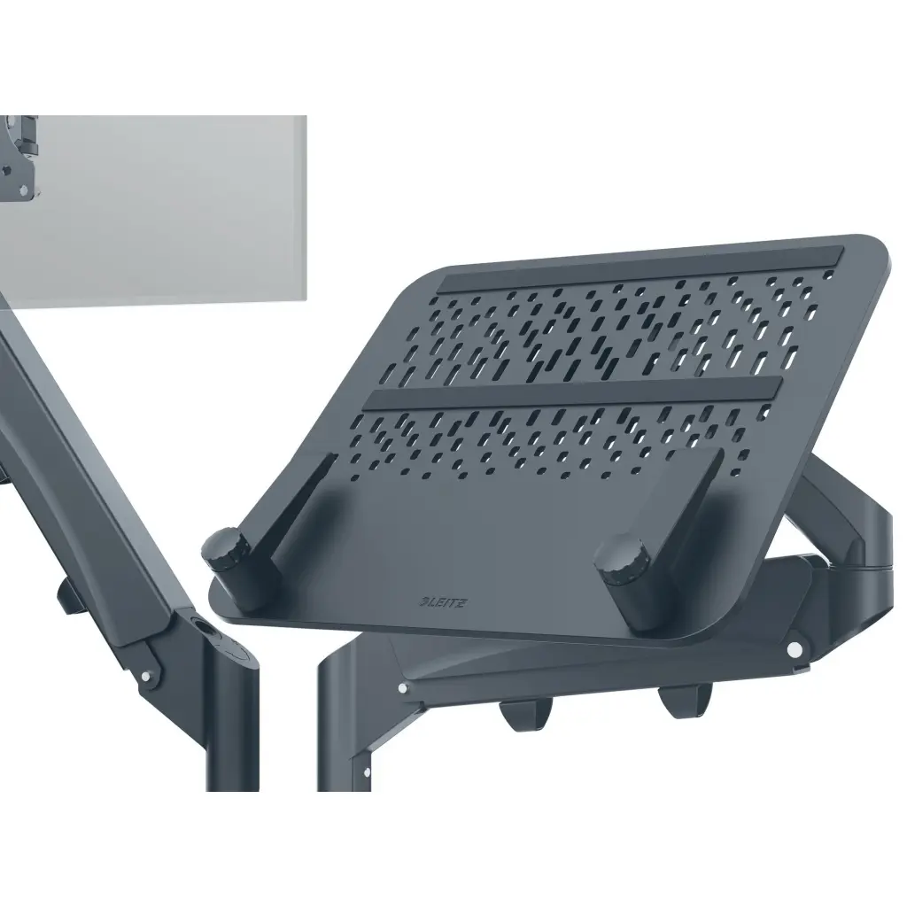 Leitz Ergo Space-Saving Dual Monitor and Laptop Arm Suitable for Laptop upto 17inches and Monitors upto 32inches Dark Grey - 65380089