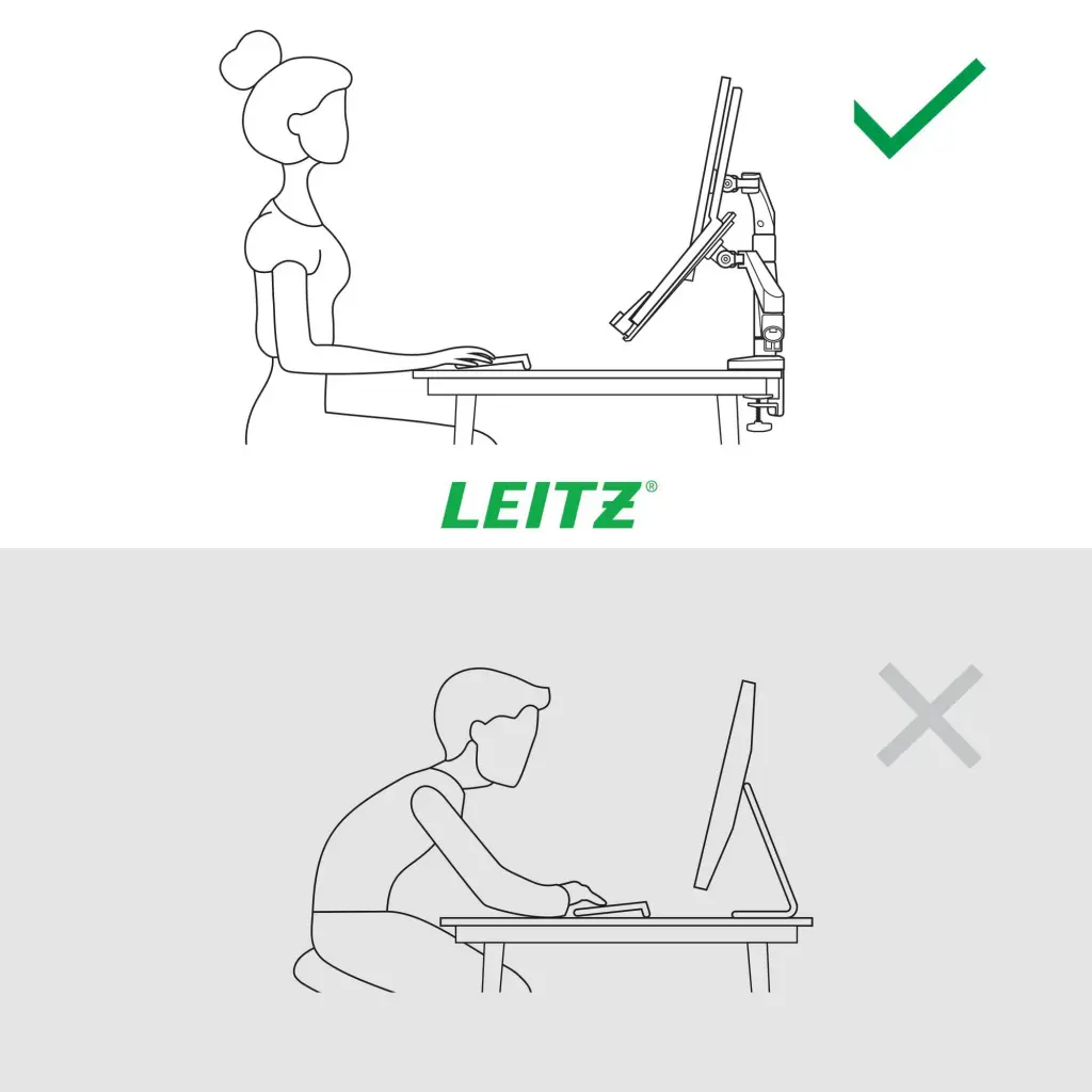 Leitz Ergo Space-Saving Dual Monitor and Laptop Arm Suitable for Laptop upto 17inches and Monitors upto 32inches Dark Grey - 65380089