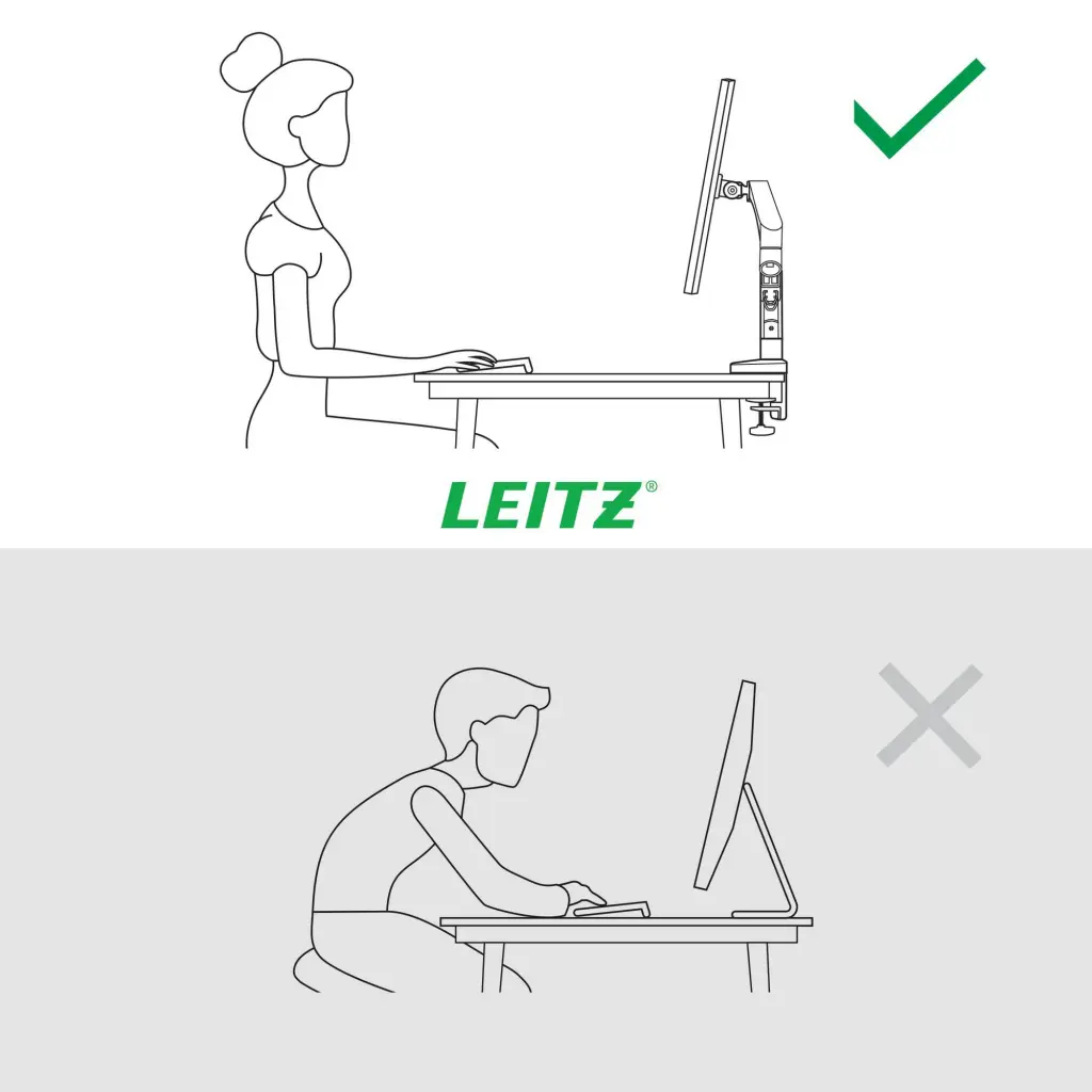 Leitz Ergo Space-Saving Dual Monitor Arm Suitable for Monitors upto 32inches Dark Grey - 65370089