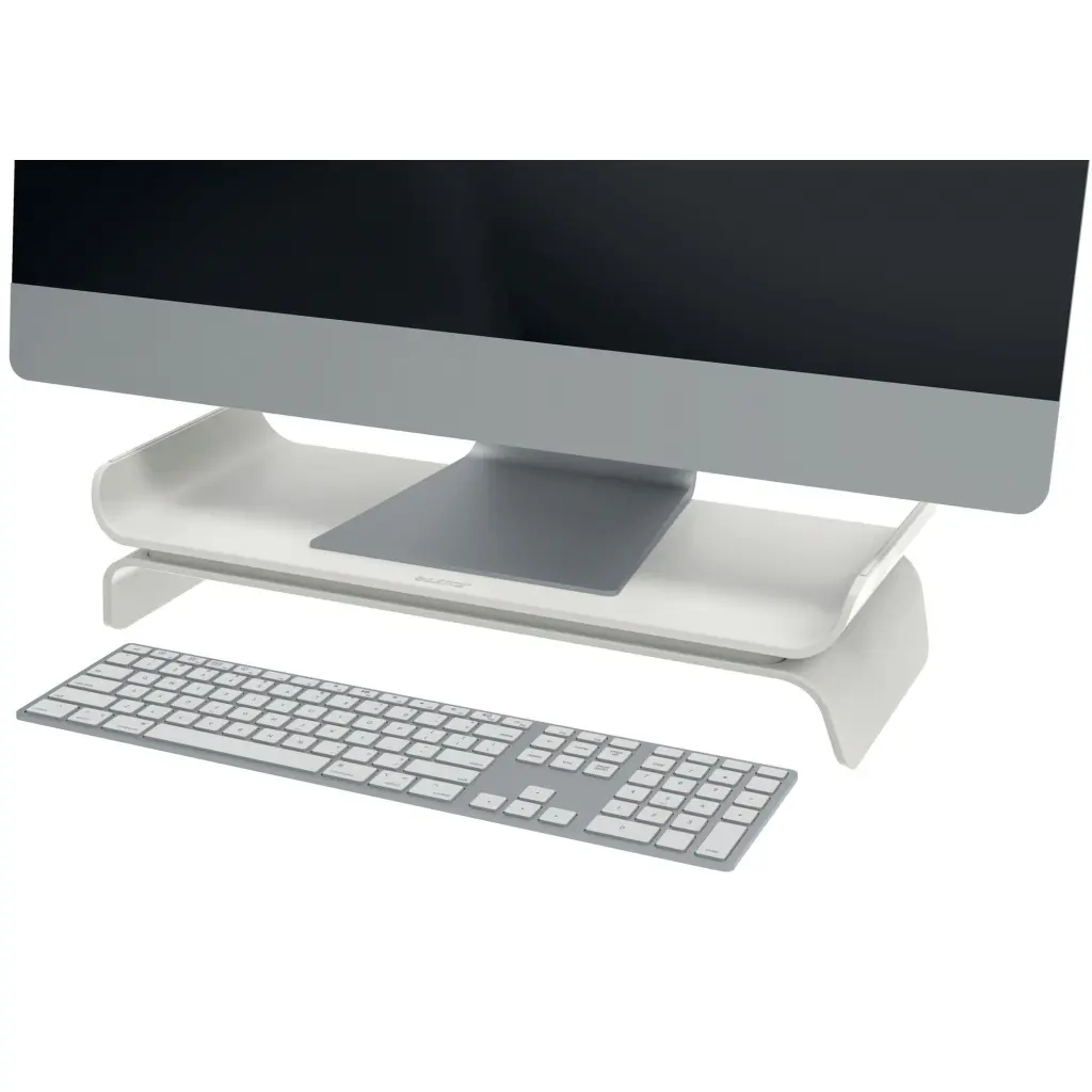 Leitz Ergo Adjustable Monitor Stand with 2 Height Settings Suitable for Monitors upto 27inches Light Grey - 65040085