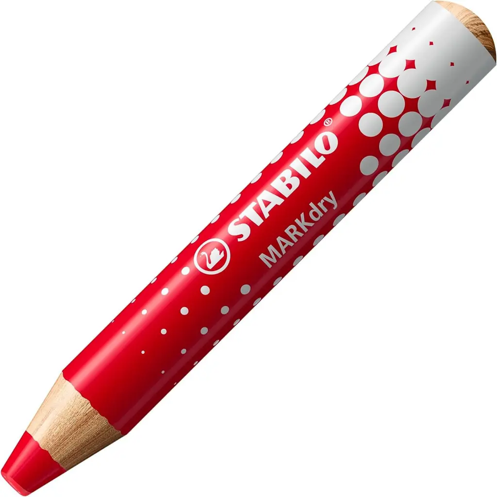 STABILO MARKdry Drywipe Marker Pencil for use on Whiteboards Assorted Colours including Sharpener and Cloth (Pack 4) 648/4-5