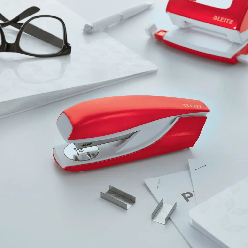 Leitz NeXXt WOW Half Strip Metal Office Stapler 30 Sheet Red 55021026