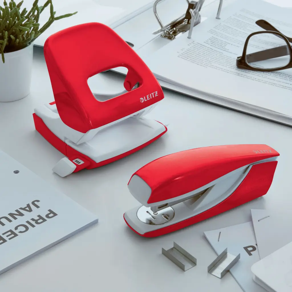 Leitz NeXXt WOW Half Strip Metal Office Stapler 30 Sheet Red 55021026