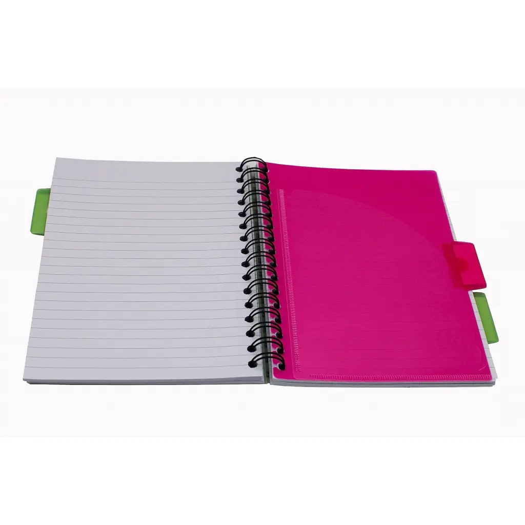 Europa Splash A5 Project Book Wirebound 200 Micro Perforated Pages 80gsm FSC Ruled Paper Punched 4 Holes Pink (Pack 3) - EU1509Z