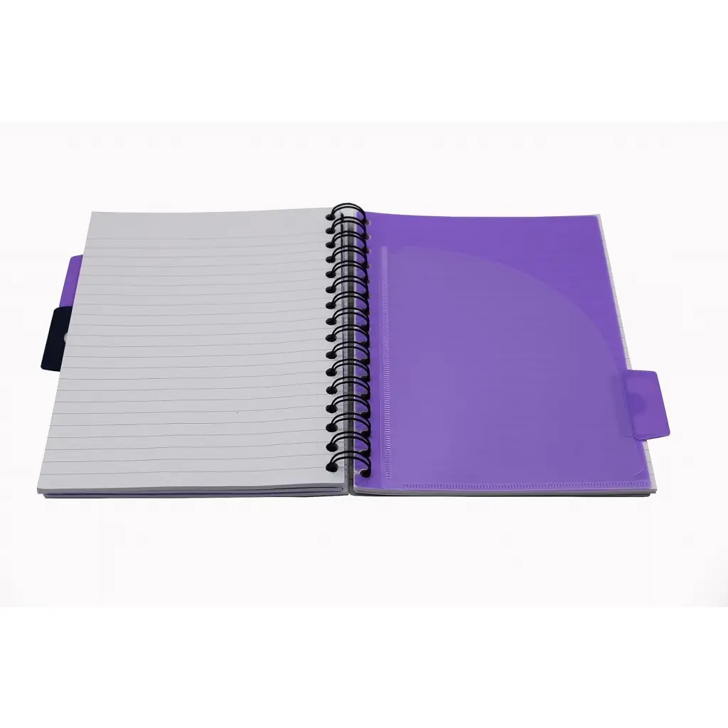 Europa Splash A5 Project Book Wirebound 200 Micro Perforated Pages 80gsm FSC Ruled Paper Punched 4 Holes Purple (Pack 3) - EU1508Z