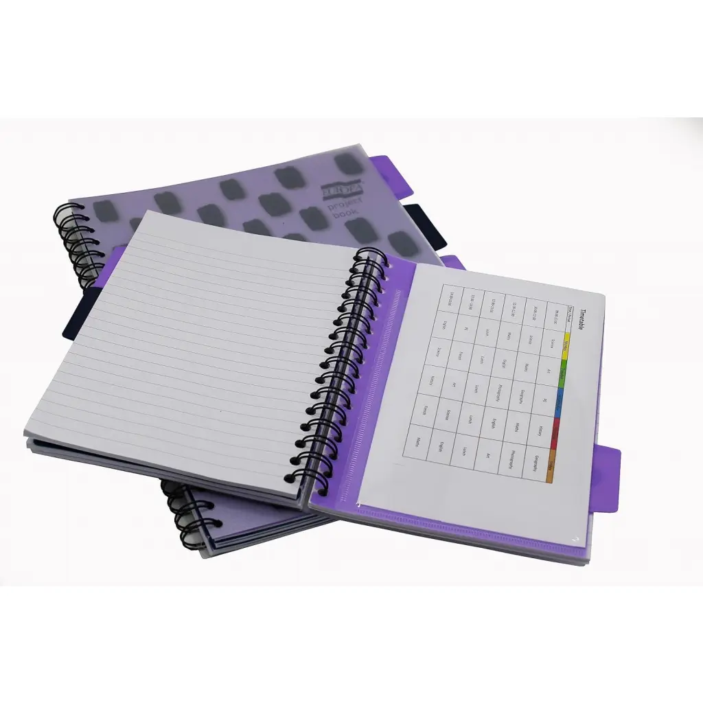 Europa Splash A5 Project Book Wirebound 200 Micro Perforated Pages 80gsm FSC Ruled Paper Punched 4 Holes Purple (Pack 3) - EU1508Z