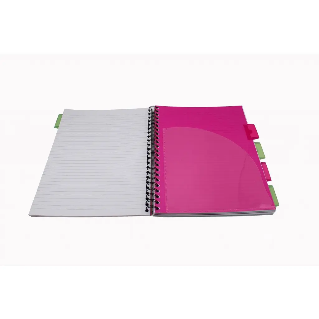 Europa Splash A4 Project Book Wirebound 200 Micro Perforated Pages 80gsm FSC Ruled Paper Punched 4 Holes Pink (Pack 3) - EU1507Z