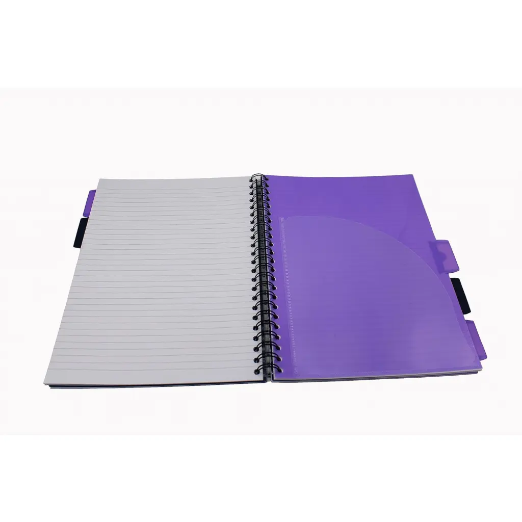 Europa Splash A4 Project Book Wirebound 200 Micro Perforated Pages 80gsm FSC Ruled Paper Punched 4 Holes Purple (Pack 3) - EU1506Z