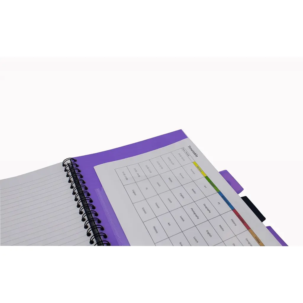 Europa Splash A4 Project Book Wirebound 200 Micro Perforated Pages 80gsm FSC Ruled Paper Punched 4 Holes Purple (Pack 3) - EU1506Z